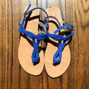 blue braided sandals